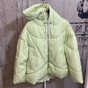 FREE PEOPLE PUFFER JACKET • muted lime green